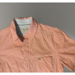 Lacoste Men's Pink Plaid Button Down Shirts Medium